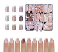 Unghie French, 9 Colori French Gel per Unghie Base pre applicata e Primer per Punta 15 Formati Punte per Unghie in Gel Morbido per Nail Art Fai da Te (05)