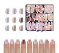 Unghie French, 9 Colori French Gel per Unghie Base pre applicata e Primer per Punta 15 Formati Punte per Unghie in Gel Morbido per Nail Art Fai da Te (06)