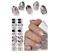 Unghie Gel Adesive UV,20 PCS Farfalla Leopardo,Puro Pellicola per Unghie Autoadesiva