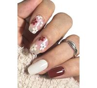 Unghie Gel Adesive UV,20 PCS Fiore Marrone,Puro Pellicola per Unghie Autoadesiva