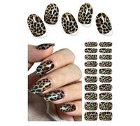 Unghie Gel Adesive UV,20 PCS Leopardo,Puro Pellicola per Unghie Autoadesiva