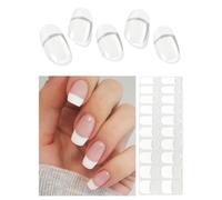 Unghie Gel Adesive UV, 20pcs Classic French Glitter Pellicola per Unghie Autoadesiva
