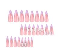 Unghie indossabili con fiocco 3D viola Estate Nuovi pezzi per unghie Unghie finte ripetibili 1 ml Kqv326 (14x7x1cm)