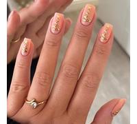 Unghie natalizie corte quadrate a pressione per unghie adesive per manicure e decorazioni artistiche per un look elegante per le vacanze