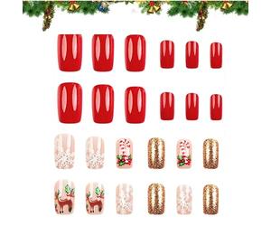 Unghie Natalizie | Manicure 3D Sottile e Confortevole - Unghie A Copertura Completa Per Natale - Per Donne Bellezza Carnevale Quotidiano Festa Casa Salon Appuntamento Ufficio Evento
