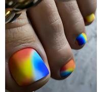 Unghie per dita dei piedi da spingere corte piazze artificiali francesi finte da incollare per le donne 24 pezzi in 12 misure unghie finte