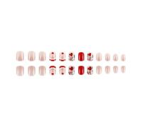 Unghie per San Valentino con punta francese, a pressione, a forma di cuore, corte, quadrate, unghie finte, decorazione per manicure, 24 pezzi