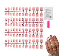 Unghie Press-On dalla Forma Quadrata,Set da 96 Pezzi Artificiali Copertura Totale Decorazione per Manicure | Unghie Finte Press-On Corte,Per moglie, fidanzata, madre, amiche, famiglia e ragazze