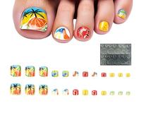 Unghie pressate per piedi - unghie decorative riutilizzabili estive | adesivi artistici per adulti, ragazze, libero creativo, spiaggia e cura dei piedi
