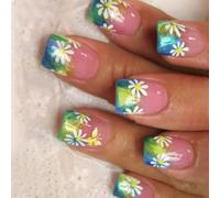Unghie quadrate Suggerimenti Fiore Colle Finte su Stick On Press On Artificiale Falso Per Le Donne Ragazze Design Un