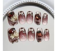 Unghie quadrate Suggerimenti Unghie finte Colle sulle Unghie Stick On Nails Gatti Eye Press On Nails Artificiali Unghie finte per