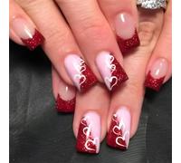 Unghie quadrate Suggerimenti Unghie finte Colle sulle Unghie Stick On Nails Premere sulle Unghie Unghie Artificiali Unghie