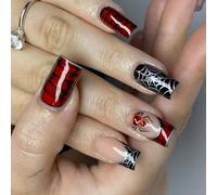 Unghie riutilizzabili della bara dell'ABS con la stampa francese di punta di Halloween di progettazione d'argento di Web sulla stampa del