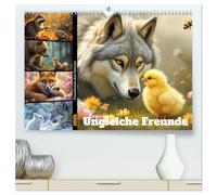 Ungleiche Freunde (hochwertiger Premium Wandkalender 2026 DIN A2 quer), Kunstdruck in Hochglanz: Freundschaft zwischen großen und kleinen Tieren