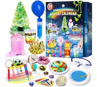 UNGLINGA Calendario dell'Avvento degli Esperimenti Scientifici 2025 per Bambini Ragazzi Ragazze Giocattoli Idee Regalo Chimica Fisica Pietre Preziose, Conto alla Rovescia per Natale 24 Giorni