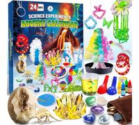 UNGLINGA, set di esperimenti e pietre preziose e scavo, calendario dell'Avvento 2025, per bambini, ragazzi, ragazze, con 24 caselle per esperimenti, cristalli, chimica, fisica, calendario di Natale