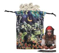 Ungtyb Borsa portaoggetti per dadi, organizer portatile per gioielli | per divinazione su entrambi i lati, dei tarocchi, regalo con coulisse per appassionati di tarocchi, streghe, maghi, Sxf