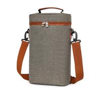 Ungtyb Borsa termica per bottiglie di vino, borsa termica per 2 bottiglie, borsa per vino con manico, 21 x 10 x 34 cm, per donne e uomini, per interni ed esterni, regalo, blu navy, grigio, colore nero