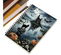 Ungtyb Diario di viaggio a gotico per Halloween | Castle Ghost Black Cat Pumpkin Bat copertina diario di scrittura per ufficio università lavoro viaggi casa lavoro