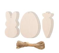 Ungtyb Easter Wooden Cutouts, Bunny Egg Carrot Decor, Unfinished Signs, Spring Craft Project, Handmade Kids Adults Activity, 6 Pieces, Classroom Home Garden, 10x5x2.5cm Beige
