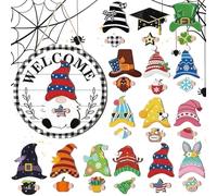 Ungtyb GNOME Door Sign - Interchangeable Magnet Pieces Welcome Decor | Halloween Themed GNOME Sign, Front Door, Porch, Yard, Home Entryway, And Seasonal Party Decoration, 30x30x0.5cm Multicolor