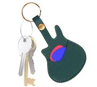 Ungtyb Guitar Pick Holder, Leather Plectrum Case, Keyring Organizer, Compact Design, Durabless Storage for Musicians, Music Players, Portable Accessory, 13.4x7cm 11g Orange Black Green Blue