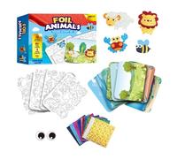 Ungtyb Kids Foil Stickers Set, Animal Cartoon Foil Art, Creative Craft Kit for Children, Sensory Art Toys, Fun Activity for Home, School, Classroom, Art Supplies for Kids Craft Projects