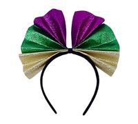 Ungtyb Mardi Gras Headband, Sequin Bow Hairband, Carnival Festival Headpiece, Oversized Sparkling Bow, Colorful Costume Accessory, 1-Pack, Ideal for Women and Girls, Party and Costume Events