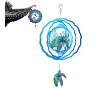 Ungtyb Metal Wind Spinners, Rustic Hummingbird Turtle Hanging Wind Sculptures, Durable Outdoor Metal Art Decor, Garden, Backyard, Porch, Balcony, Patio, Courtyard Display, 30x30x0.5cm Metal