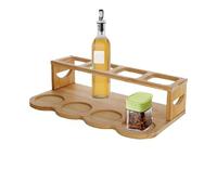 Ungtyb Oil Bottle Storage Rack, 2-Tier Wooden Kitchen Organizer, Vinegar and Olive Oil Holder, Sturdy Shelf for Bottles and Jars, Countertop or Pantry, 2.6x7.09x3.15in