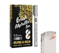 Ungtyb Paint Marker Set - 12 Piece Waterproof Metallics Gold Silver Ink Pen for Rock Stone Ceramic Glass Wood Fabric for Inscription Use | Tombstone Writing Marker Art Craft Outdoor Memorial