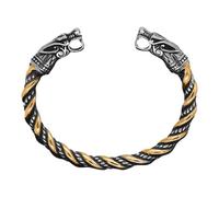 Ungtyb Vintage Bracelet for Men - Zinc Alloy Open Cuff Wristband | Norse God Odin Wolf Head Arm Ring, Vikings Bangle, Fashion Jewelry for Men, Gift, Casual, Gothic, Statement Accessory