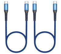 UNGUY Cavo USB C a USB C 2Pack 0.5M PD60W Cavo di ricarica di tipo C per Galaxy S23 S21 Ultra S9, Huawei P30 P20, Pixel 7 Pro, Pad Air 5/Mini 6 ecc-Blu