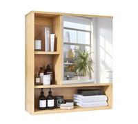 unho Armadio Bagno con specchio: mobile da bagno con portaoggetti Armadi WC con ripiano sospeso Armadio Farmacia a parete - 55,5 x 16 x 61 cm