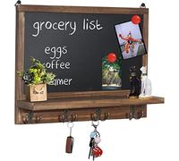 unho Portachiavi da Parete con Lavagna, Muro Porta Ingresso Casa Legno Lavagnetta Bacheca Promemoria con 4 Ganci per Appendi Posta Abiti Chiave 42x7,7x30cm