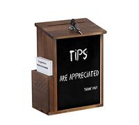 UNHO Scatola per Donazioni Con Serratura: Cassetta per Votazione e Suggerimenti in Legno, Montaggio a Parete, Marrone