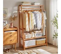 unho Stand Appendiabiti in legno da Terra: Guardaroba Armadio Aperto a Giorno in Bambù da Camera da Letto Appendiabiti Multifunzionale per Vestiti Attaccapanni Porta Abiti con Scarpiera