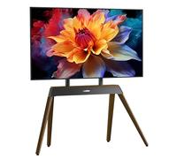 UNHO Supporto TV da Pavimento per TV da 40-86 Pollici: Porta TV da Terra con Gambe in Legno di massiccio, Regolabile in Altezza, Peso Max 50kg Max VESA 600x400mm