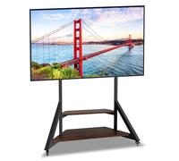 UNHO Supporto TV da Terra: Mobile Supporto TV da Pavimento Ripiani Legno Bello Design Porta TV da Terra per 40-75 Pollici Regolabile in Altezza Max VESA 600x400mm Portata 80kg