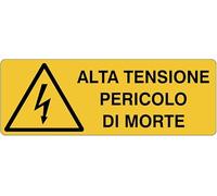 UNI - Alta tensione pericolo di morte - CARTELLO SEGNALETICO in Adesivo Resistente, Pannello in Forex o Pannello In Alluminio (PANNELLO IN FOREX 30X12 CM)