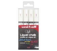 Uni-Ball F804500 522598 uni Chalk Marker, Broad Bullet Tip - White, Pack of 4 4