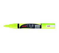 uni -ball 186107 - Pennarello per finestre e gesso, CHALK PWE-3MS punta tonda, 0,9-1,3 mm, giallo