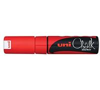 Uni-Ball 186421 - Pennarello per vetri e gesso UNI CHALK PWE-8K, 8 mm, punta a cuneo, rosso