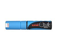 Uni-Ball 186447 - Pennarello per finestre e gesso UNI CHALK PWE-8K, 8 mm, punta a cuneo, blu chiaro