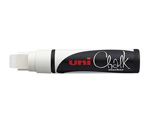 Uni-Ball 186601 - Pennarello per finestre e gesso UNI CHALK PWE-17K 15 mm, con punta a cuneo larga, bianco