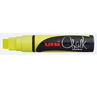 Uni-Ball 186607 - Pennarello per vetri e gesso UNI CHALK PWE-17K 15 mm, con punta a cuneo larga, giallo
