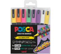 uni-ball 186828 Posca Marker Set Sneaker Pens 8 Case Opaque on Dark Surfaces Lig
