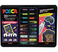 Uni-Ball 186831 - POSCA markerset, 20 acrylstiften in etui, markerset Groovy Col