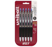uni-ball 207 penne gel retrattili, micro punta (0,5 mm), blu, 5 pezzi