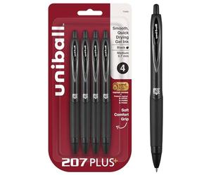 Uni-Ball 207PLUS+ Penna Gel, 0.7MM, Black, 4pk